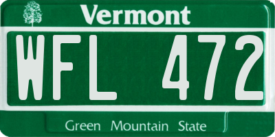 VT license plate WFL472