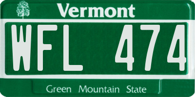 VT license plate WFL474