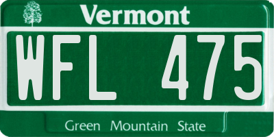 VT license plate WFL475