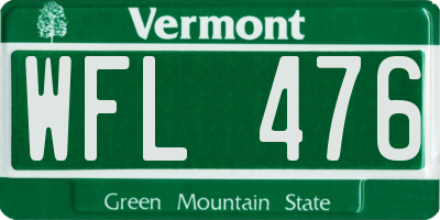 VT license plate WFL476