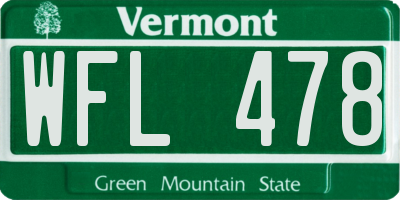 VT license plate WFL478