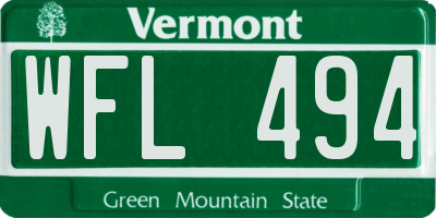 VT license plate WFL494