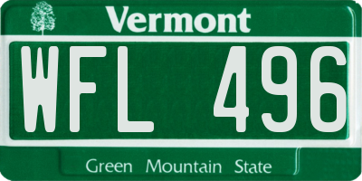 VT license plate WFL496