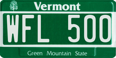 VT license plate WFL500