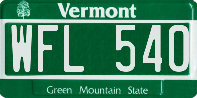 VT license plate WFL540