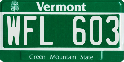 VT license plate WFL603