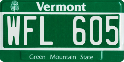 VT license plate WFL605