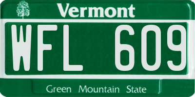 VT license plate WFL609