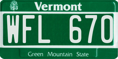 VT license plate WFL670