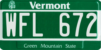 VT license plate WFL672