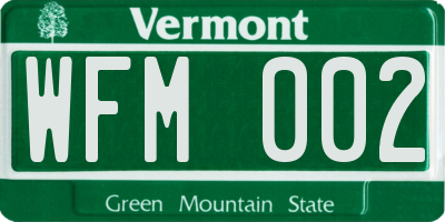 VT license plate WFM002