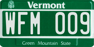 VT license plate WFM009