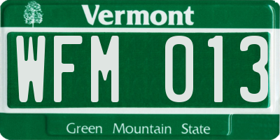 VT license plate WFM013