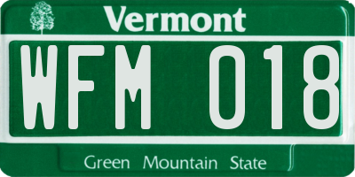 VT license plate WFM018