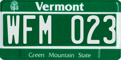 VT license plate WFM023