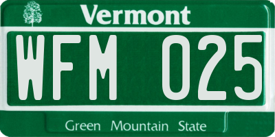 VT license plate WFM025