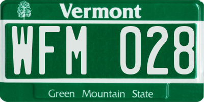 VT license plate WFM028