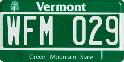 VT license plate WFM029