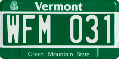 VT license plate WFM031