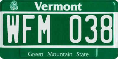 VT license plate WFM038
