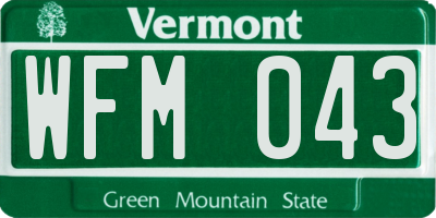 VT license plate WFM043