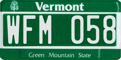 VT license plate WFM058