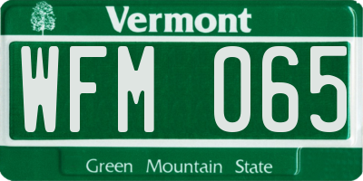 VT license plate WFM065