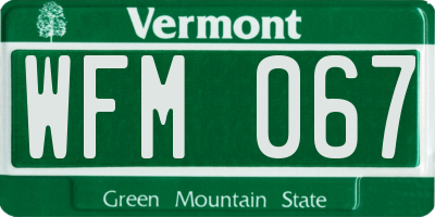 VT license plate WFM067
