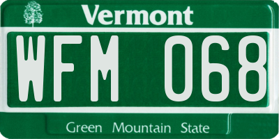 VT license plate WFM068