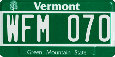VT license plate WFM070