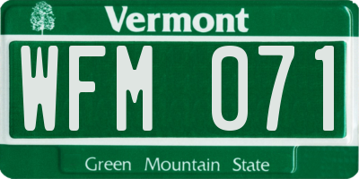 VT license plate WFM071