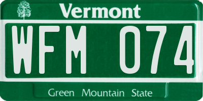 VT license plate WFM074