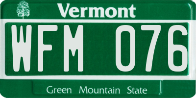 VT license plate WFM076