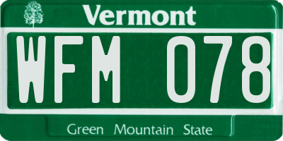 VT license plate WFM078