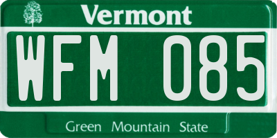 VT license plate WFM085