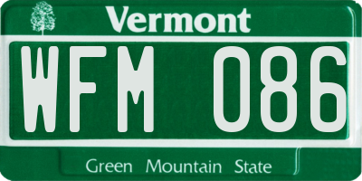 VT license plate WFM086