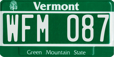 VT license plate WFM087