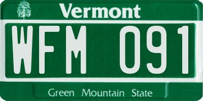 VT license plate WFM091