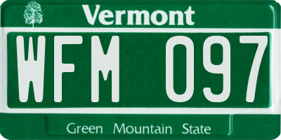 VT license plate WFM097
