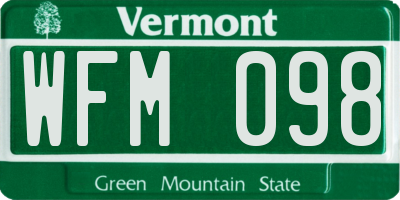 VT license plate WFM098