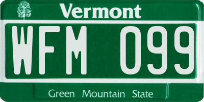 VT license plate WFM099