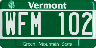 VT license plate WFM102