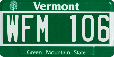 VT license plate WFM106