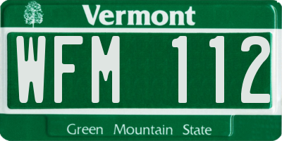 VT license plate WFM112