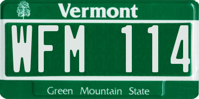 VT license plate WFM114