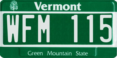 VT license plate WFM115
