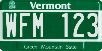 VT license plate WFM123