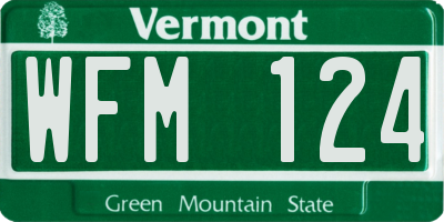 VT license plate WFM124