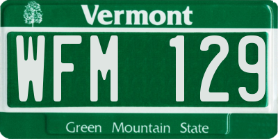 VT license plate WFM129