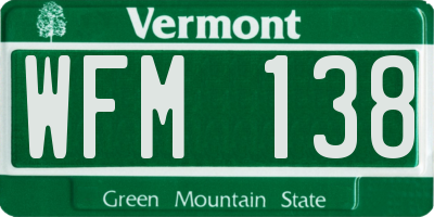 VT license plate WFM138